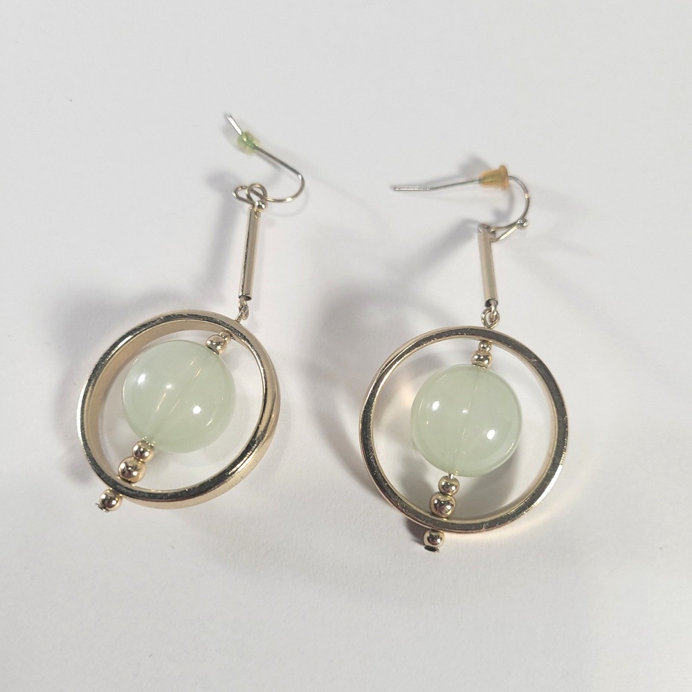 Geometric Drop Earrings Womens Gold Green‎ Orb Circle Dangle Costume Jewelry